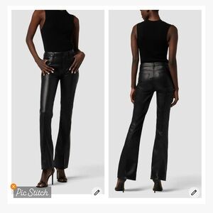 Hudson Barbara High Rise Bootcut Pants Black Faux Leather